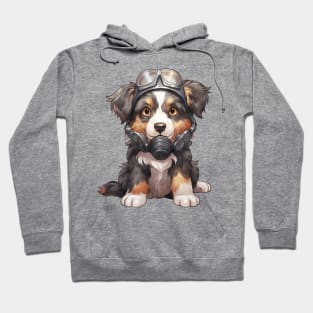 Australian Shepherd Dog Wearing Gas Mask Hoodie